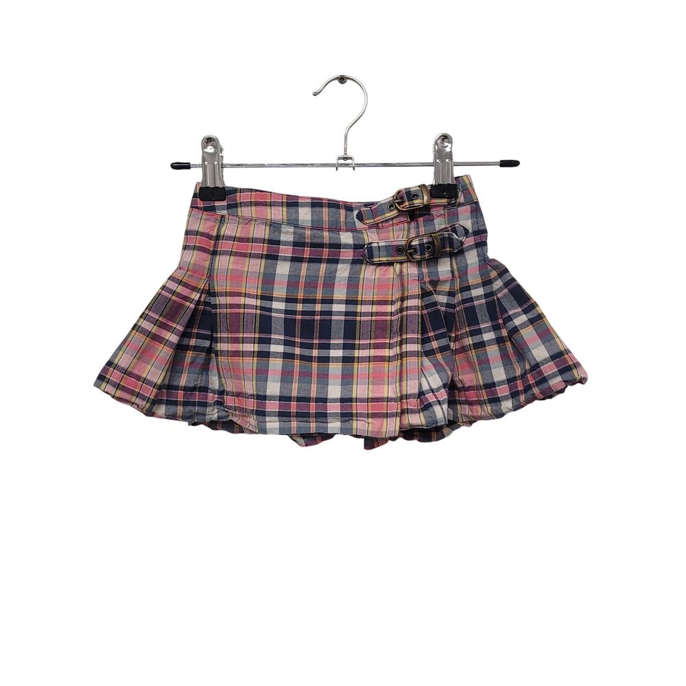 Polo Ralph Lauren Plaid Pleated Skirt Size 2/2T Kids Preppy Pink Blue Wrap